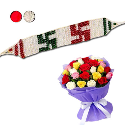 "Rakhi with Flowers - code F10 - Click here to View more details about this Product